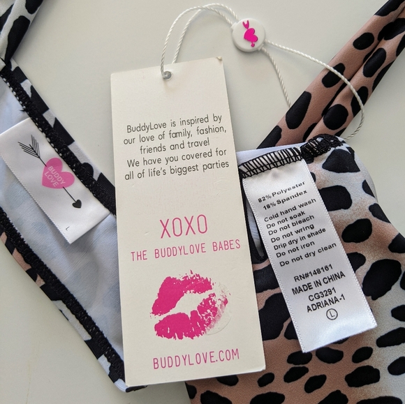 Buddy Love Adriana Cheetah Print Triangle Tie Front 2 pc Bikini L NWT - Picture 9 of 11